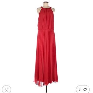 Premier Amour Vibrant Red Pleated Maxi Dress